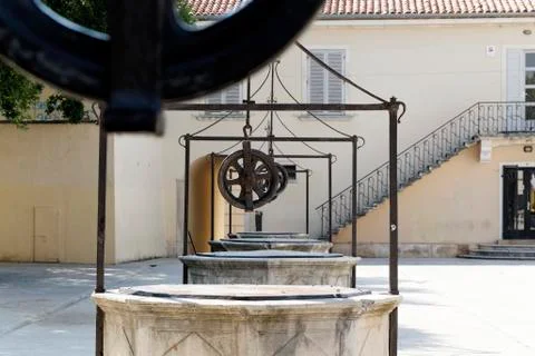 Five wells square one of the sources of water when the city had been under si Stock Photos