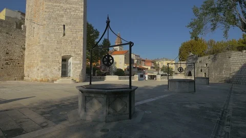 Five Wells Square in Zadar Stock Footage 100801411