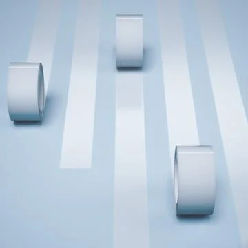 Five white adhesive tapes. 3d rendering Stockillustratie