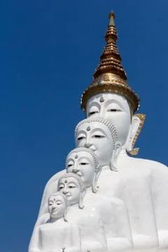 Five white Buddha statues Foto stock