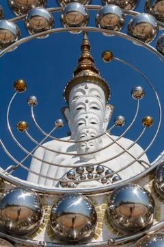 Five white Buddha statues Stock-Fotos
