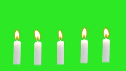 Five White Burning Candles on Green Screen Stock Footage 341586931