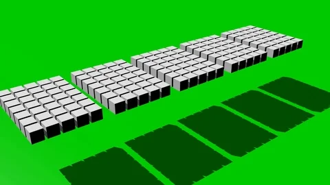 Five white cube segments moving on green screen, zooming, rotating, abstract Stock Footage 111472175