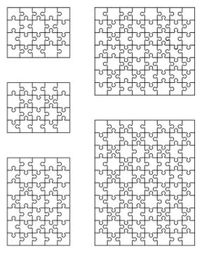 Five white puzzle Stock Illustration