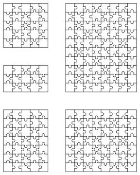 Five white puzzles Stock Illustration