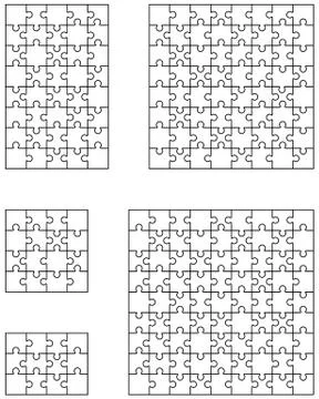 Five white puzzles Stock Illustration