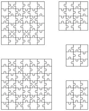 Five white puzzles Stock Illustration