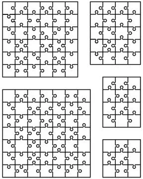 Five white puzzles Stock Illustration