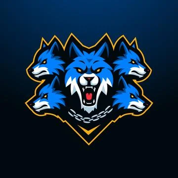 Five wolves logo Illustrazione stock