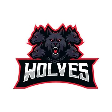 Five wolves mascot logo Illustrazione stock
