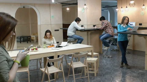 Five yang people communicate with each other at the university campus /01/ Stock Footage 63364989