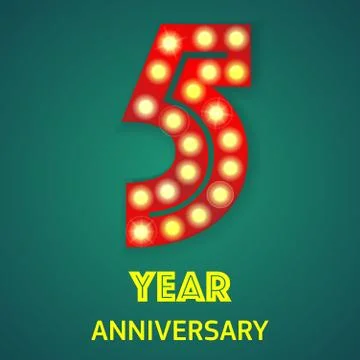 Five year anniversary number background Stock Illustration