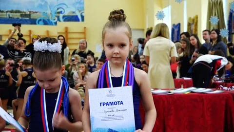 Five-year-old athletes are awarded with deserved prizes Stock Footage 74673896