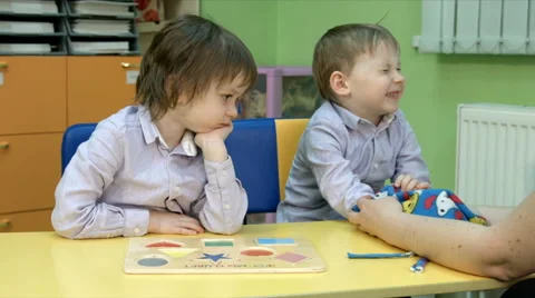 Five year old children in a classroom Stock Footage 65839724