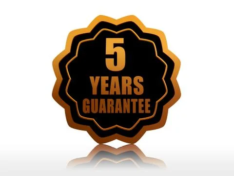 Five years guarantee starlike label Illustrazione stock