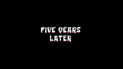 Five years later text glitching modern effect for movie word animation Stock Footage 313335589