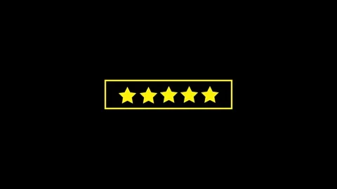 Five Yellow Stars in a Yellow Rectangle on a animation Black Background rat.. Stock Footage 321625949