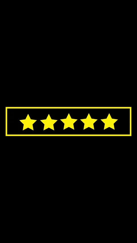 Five yellow stars in a yellow rectangle on black background. Yellow stars f.. Stock Footage 344841688