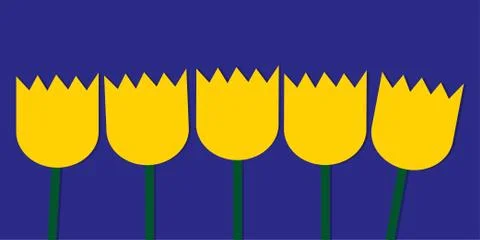 Five yellow tulips Stock Illustration