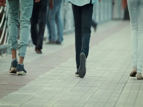 Five young people are having fun on the bridge Video stock 79588503