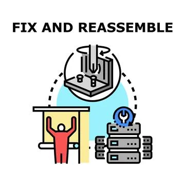 Fix and reassemble process for system engineering maintenance Stock Illustration