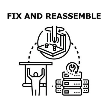 Fix and reassemble process for system engineering maintenance Stock Illustration