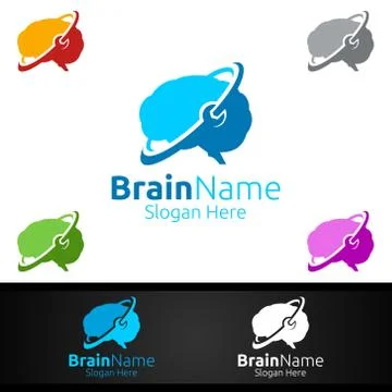 Fix Brain Logo with Think Idea Concept Design イラスト素材