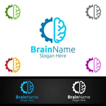 Fix Brain Logo with Think Idea Concept Design Stock Illustration