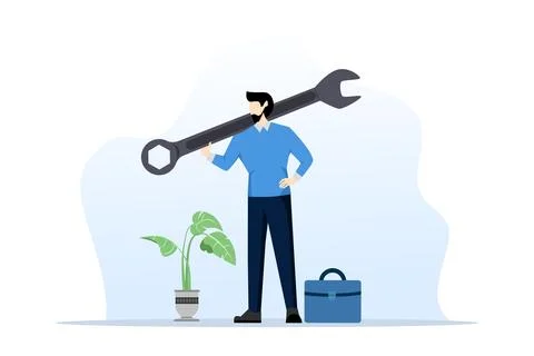 Fix business problem concept, help solve problem. Illustrazione stock