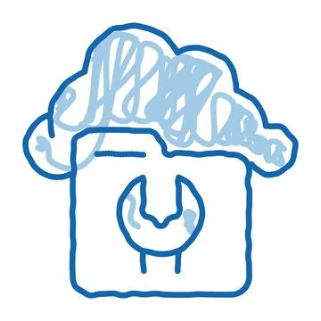 Fix Cloud Folder doodle icon hand drawn illustration イラスト素材
