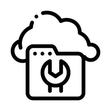 Fix Cloud Folder Icon Vector Outline Illustration Illustrazione stock