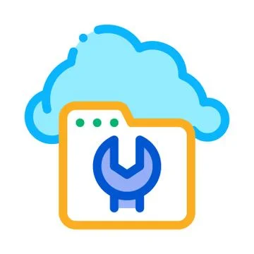 Fix Cloud Folder Icon Vector Outline Illustration Stockillustratie