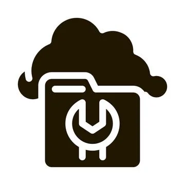 Fix Cloud Folder Icon Vector Glyph Illustration Stock Illustration