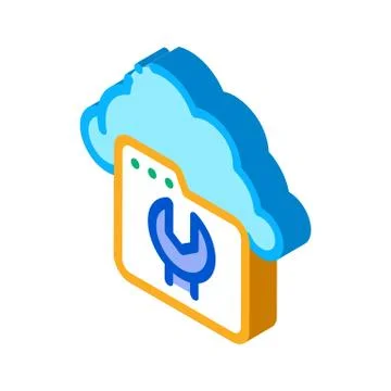 Fix Cloud Folder isometric icon vector illustration Stock Illustration