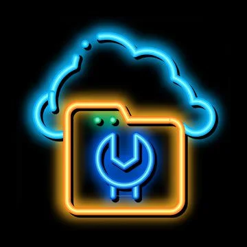 Fix Cloud Folder neon glow icon illustration Stockillustratie