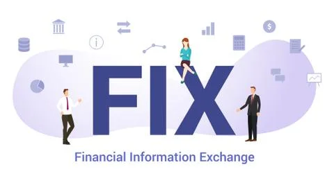 Fix financial information exchange concept with big word or text and team peo Stock-Illustration