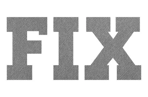 FIX  with gray fabric texture on white background Stock Photos