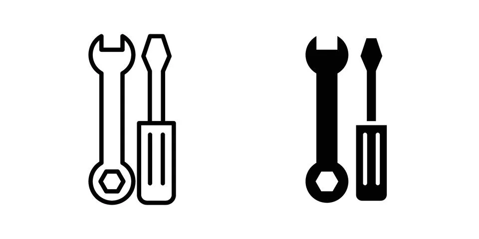 Fix icon silhouette vector set. thin line pack Stock Illustration