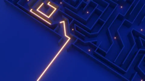 Fix out of problem, A maze of adventures,getting lost and finding a way out,b Stock Illustration