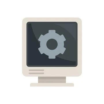 Fix pc system icon flat isolated vector Stock Illustration