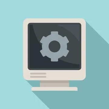 Fix pc system icon, flat style Illustrazione stock