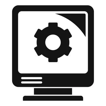 Fix pc system icon, simple style Illustrazione stock