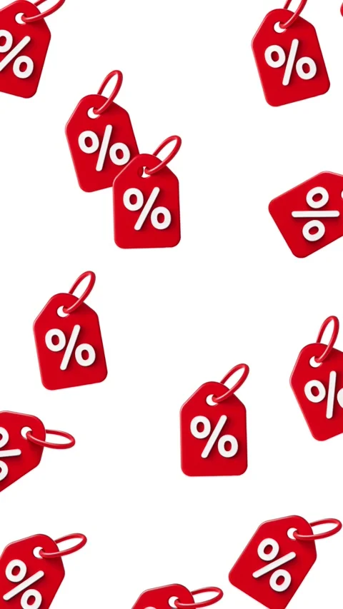 Fix red vertical discount tag with percentage symb Stock Footage 319544151