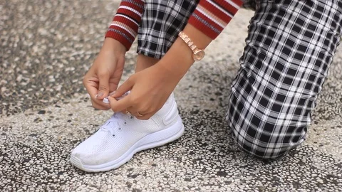 Fix the Shoelace Stock Footage 121433254