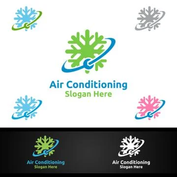 Fix Snow Air Conditioning and Heating Services Logo Stock Illustration