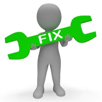 Fix Spanner Indicates Mend Repairs 3d Rendering 스톡 일러스트