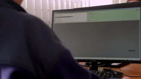 Fixation and registration of goods in office computer Stock Footage 240638147