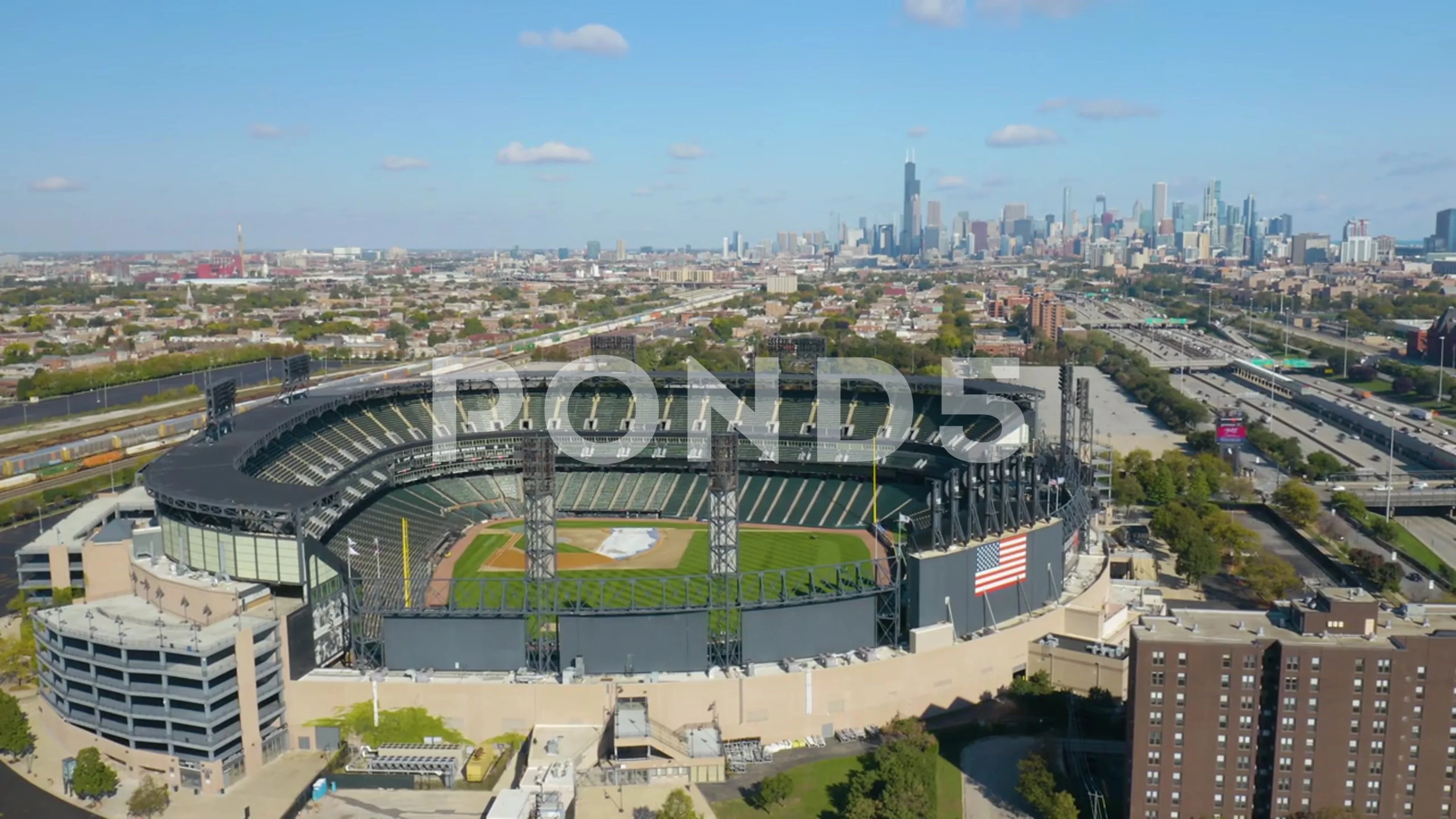 Fixed Aerial View of White Sox Stadium, , Stock Video