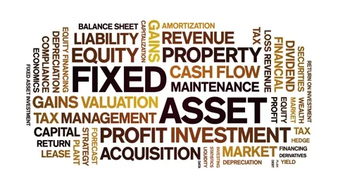 Fixed Asset animated word cloud,animation tag kinetic typography seamless loop. Stock Footage 310062666