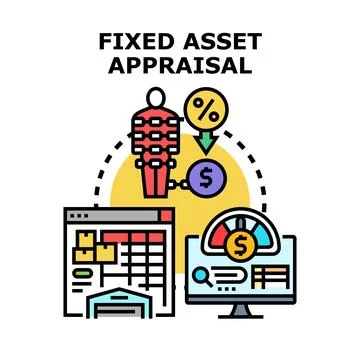 Fixed asset appraisal process calculating business value Stock Illustration